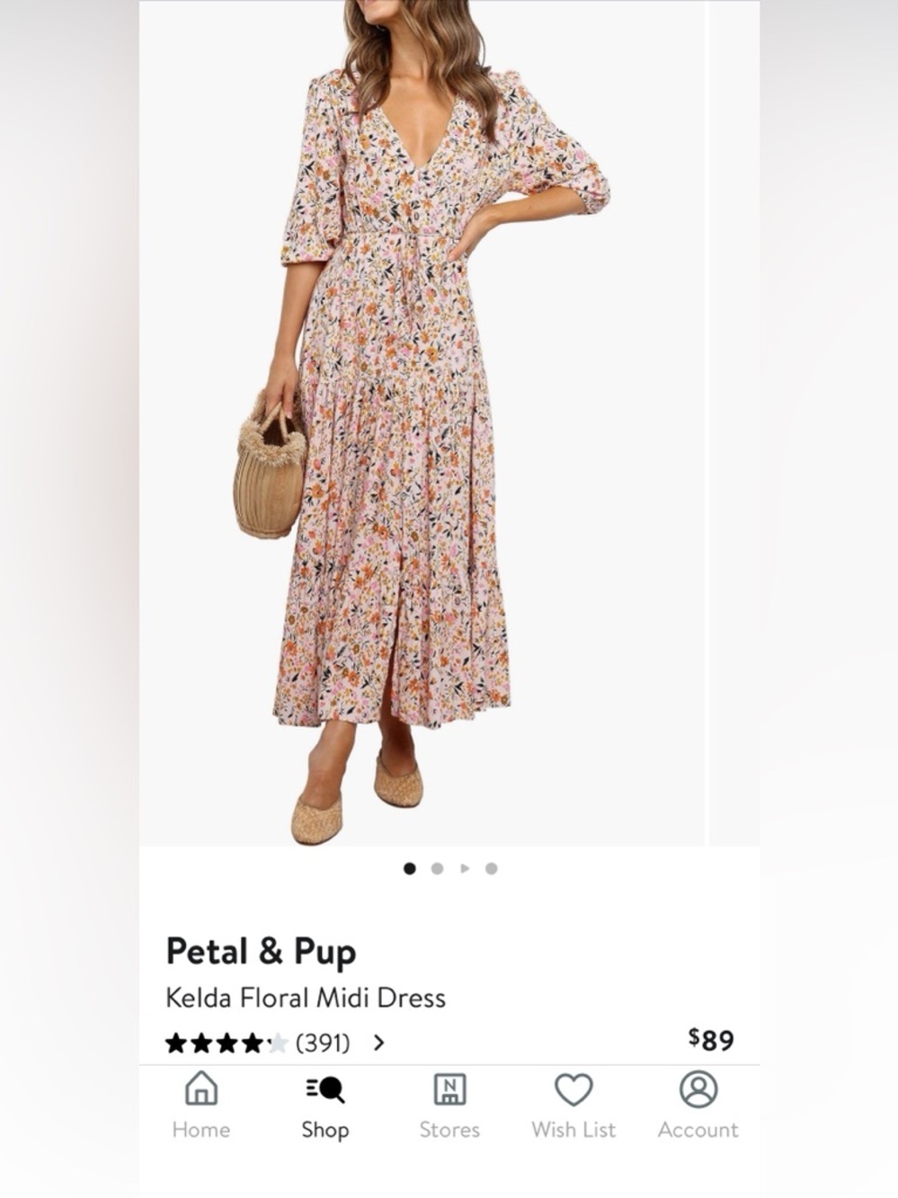 Petal & Pup Blush Floral Tiered Midi Skirt